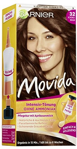 Garnier zabarwienia Movida krem pielęgnacyjny, intensywna koloryzacja farba do włosów 32 czekoladowy brązowy (zapewnia żywe kolory, może być również stosowana do szara do włosów, bez amoniaku), zestaw 893898
