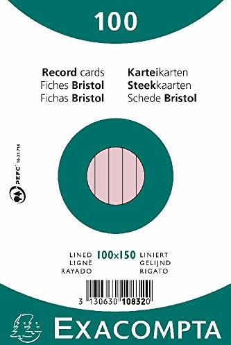 Exacompta Exacompta Bristol fiszki 100 sztuk 100x150 mm różowe 10832X