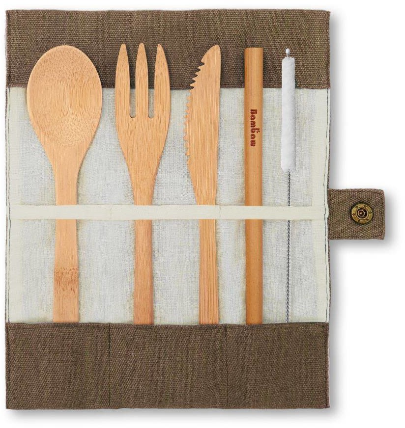 Bambaw Zestaw sztućców bambusowych cutlery set Bambaw - olive 43117-uniw