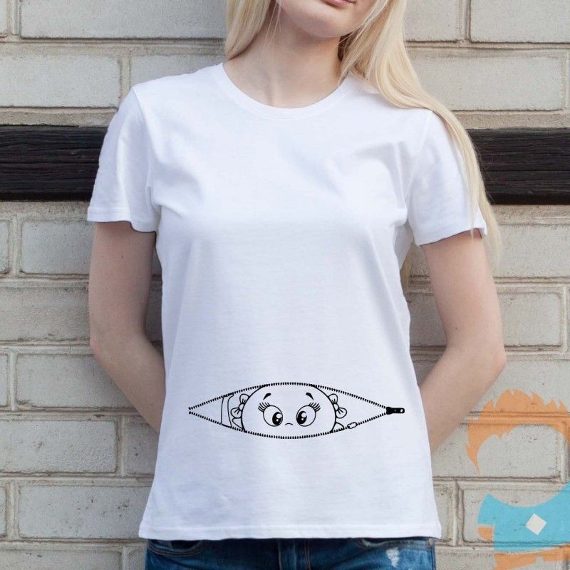 Koszulka ciążowa - zamek - damska koszulka z nadrukiem