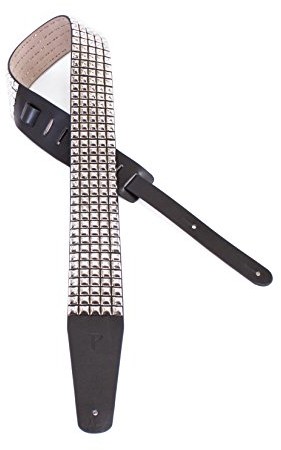 Perri's Leathers Perri's Leathers P25ST7113 pasek do gitary z końcówkami skórzanymi - pasuje do gitar basowych, akustycznych i elektrycznych, 6,5 cala / 113 cm x 152 cm, srebrny P25STUD-7113
