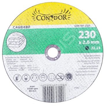 Фото - Ланцюг / полотно CONDOR Tarcza korundowa do cięcia betonu 230 x 3 mm 