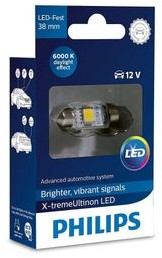Philips Żarówka samochodowa LED X-tremeUltinon 6000K C5W C10W 38mm 12V 1W I35-7542