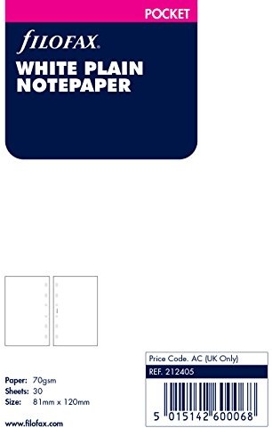 Filofax 212405 papier Pocket notatek, bez napisów, biały 212405