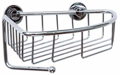 tesa TESA draad półka prysznicowa (wariant bez wiercenia, zapinane na, małe haki, roztwór z mosiądzu, chromowany, w zestawie, 130 MM X 210 MM X 220 MM)