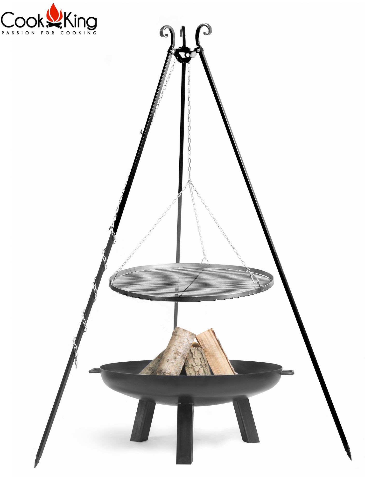 Cook&King Grill stal czarna 80cm + palenisko Polo 100cm