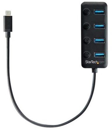 Startech com com 4-Port USB-C Hub - 4x USB-A Ports - Individual On/Off Switches - hub - 4 ports USB hub - 4 - Czarny HB30C4AIB