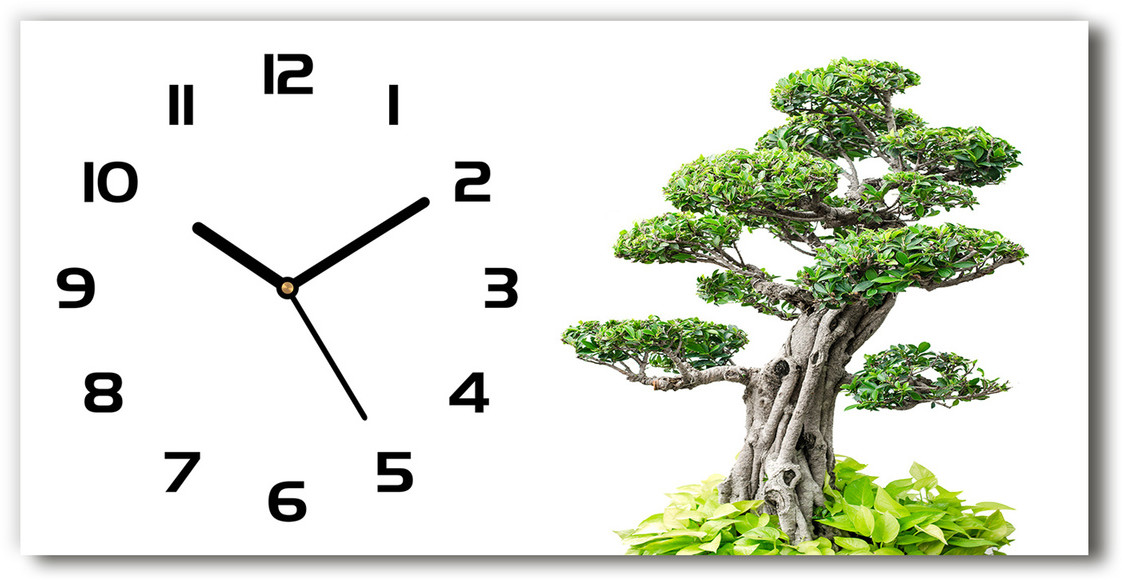 Zegar ścienny szklany cichy Drzewo bonsai