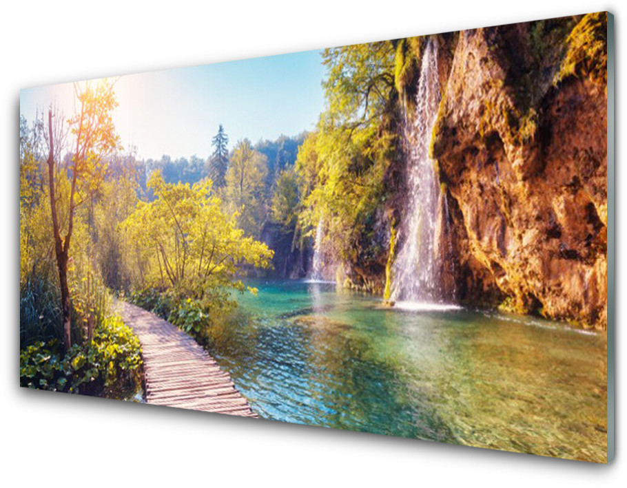 Tulup.pl Panel Szklany Jezioro Krajobraz Wodospad 140x70cm