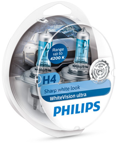 Philips Żarówka 12V H4 6055W P43T-38 WHITEVISION ULTRA OPK 2 SZT