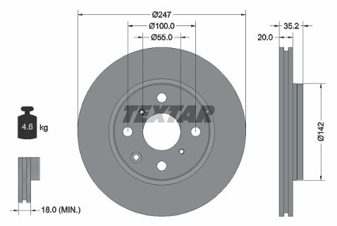 TEXTAR Tarcza hamulcowa 92141903
