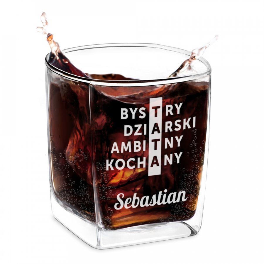 Murrano Szklanka do Whisky Grawer Krzyżówka dla Taty SZC-044