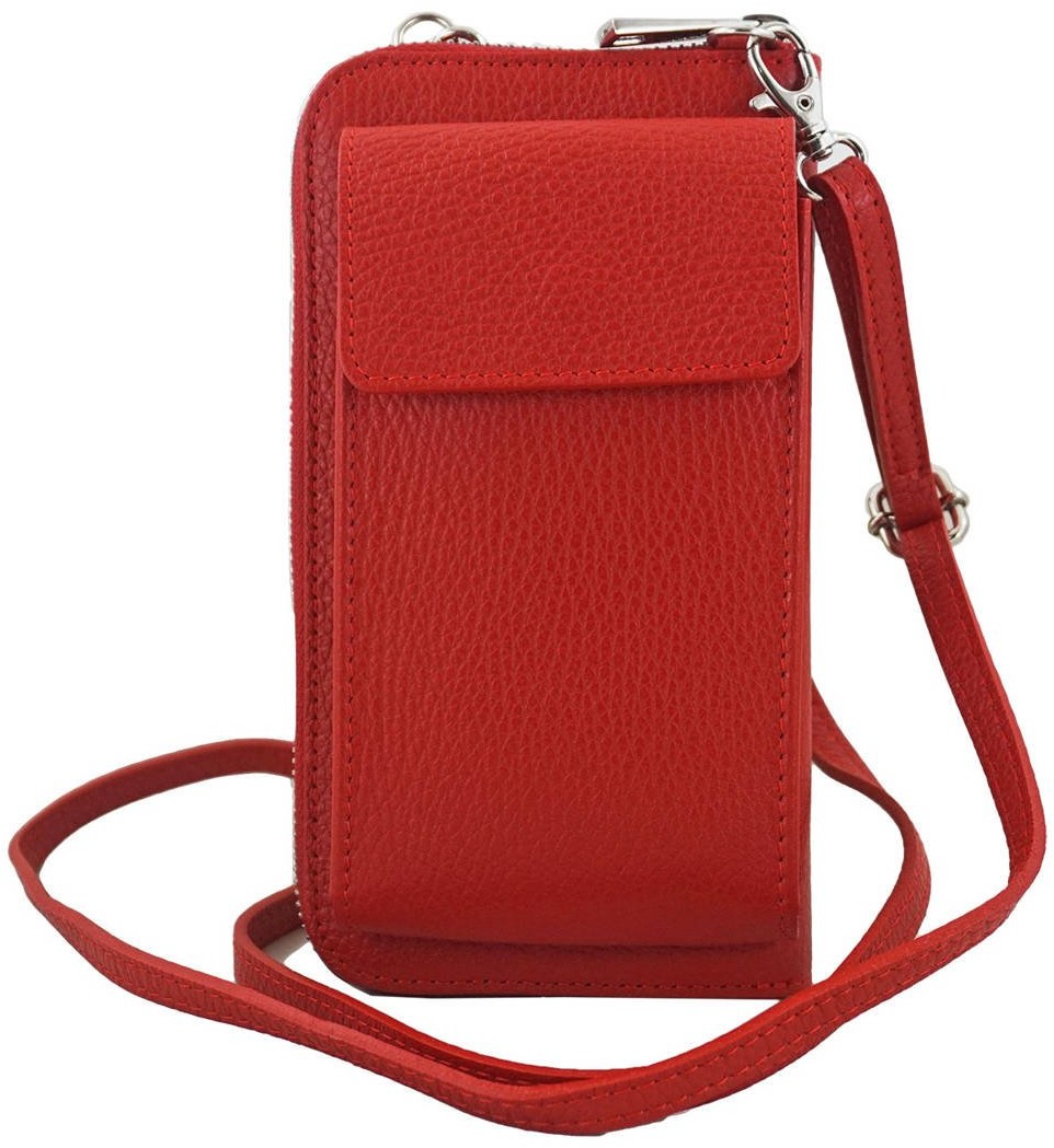 Barberini's Portfel / etui na telefon ze skóry naturalnej - Czerwony jasny 908-7