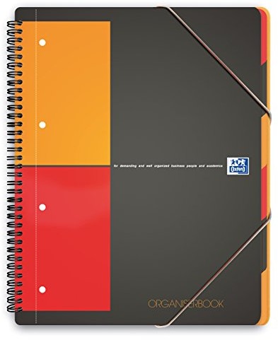 Oxford 100102777 International Organiserbook notes-organizer, format A4+, w kratkę 5 mm, z 4 dziurkami i mikroperforacjami, 80 kartek, zamknięcie na gumkę 100102777