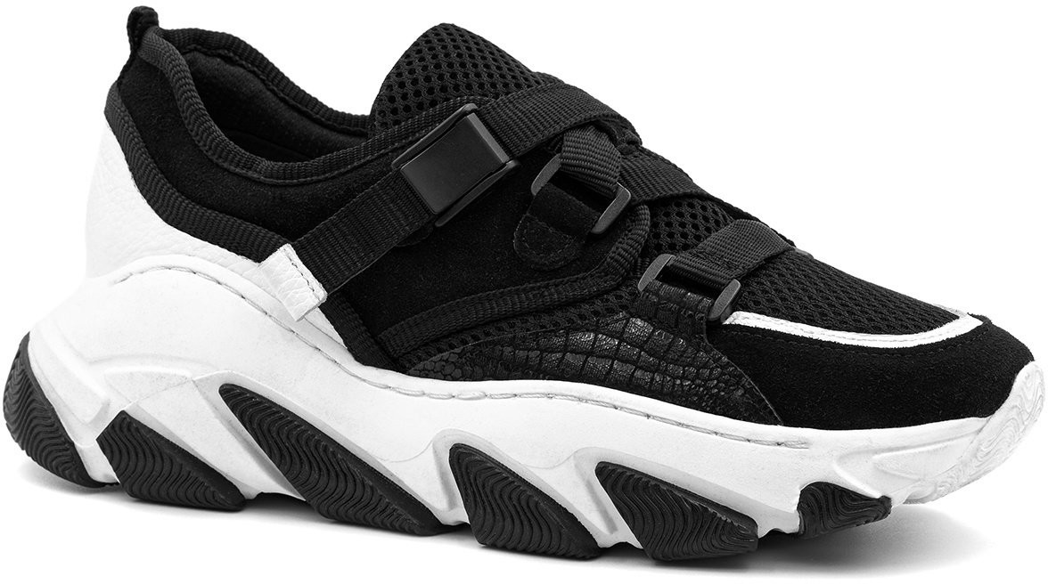 Neścior Czarne sportowe buty na grubej podeszwie 256D - Neścior