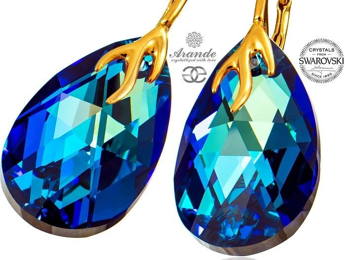 Swarovski NOWOŚĆ kolczyki ZŁOTE SREBRO BERMUDA BLUE GOLD