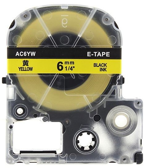 Epson LC-SC6YW, 6mm x 8m, czarny druk / żółty podkład, taśma zamiennik
