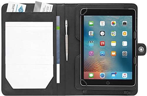 Wedo 586901 tablet organizer accento, uniwersalny uchwyt 9,7  10,5 cala, ze sztucznej skóry, odchylany pojemnik na długopisy, gablota, kieszenie na zamek błyskawiczny, kilka, czarny 586901