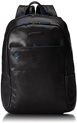 Piquadro Blue Square plecak ze skóry 39 cm kieszeń na laptopa, kolor: czarny CA3214B2/N