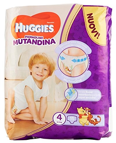 Huggies PANNOLINI Mutandina jednorazowe wkładki do pieluszek dla dzieci/dziewcząt, pieluchy, 9 kg, 14 kg, wielokolorowe, 15 sztuk