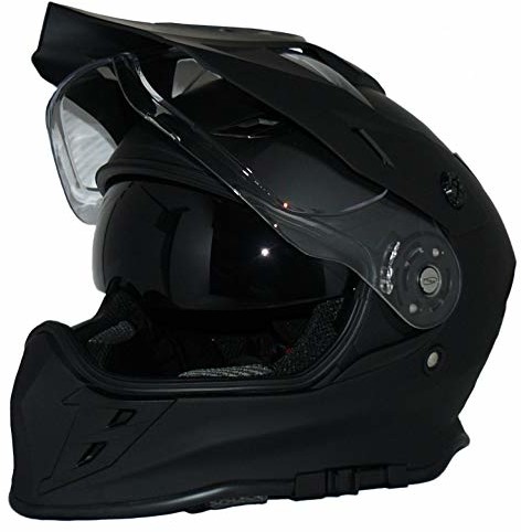 protectWEAR protectWEAR V331-SM-L, kask motocyklowy ze zintegrowaną osłoną przeciwsłoneczną i wizjerem, kolor czarny V331-SM-L