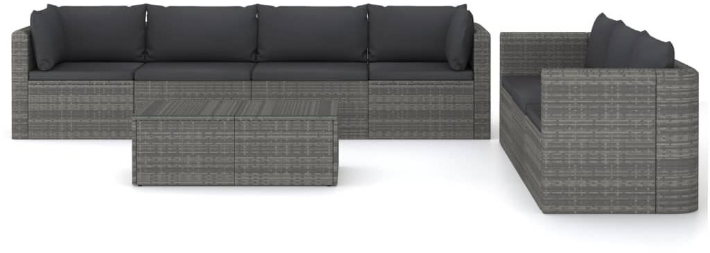 vidaXL 8-cz zestaw wypoczynkowy do ogrodu poduszki szary rattan PE 3059494 3059494