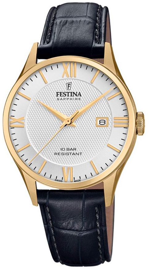 Festina Zegarek Swiss Made 20010/2 Black/Gold
