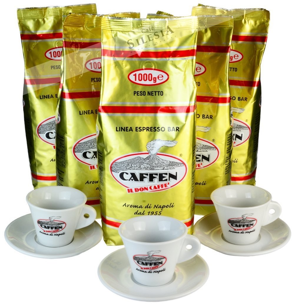 CAFFEN Zestaw promocyjny 5kg kawy Caffen BAR + 3 filiżanki Caffen CAPPUCCINO 1716-uniw