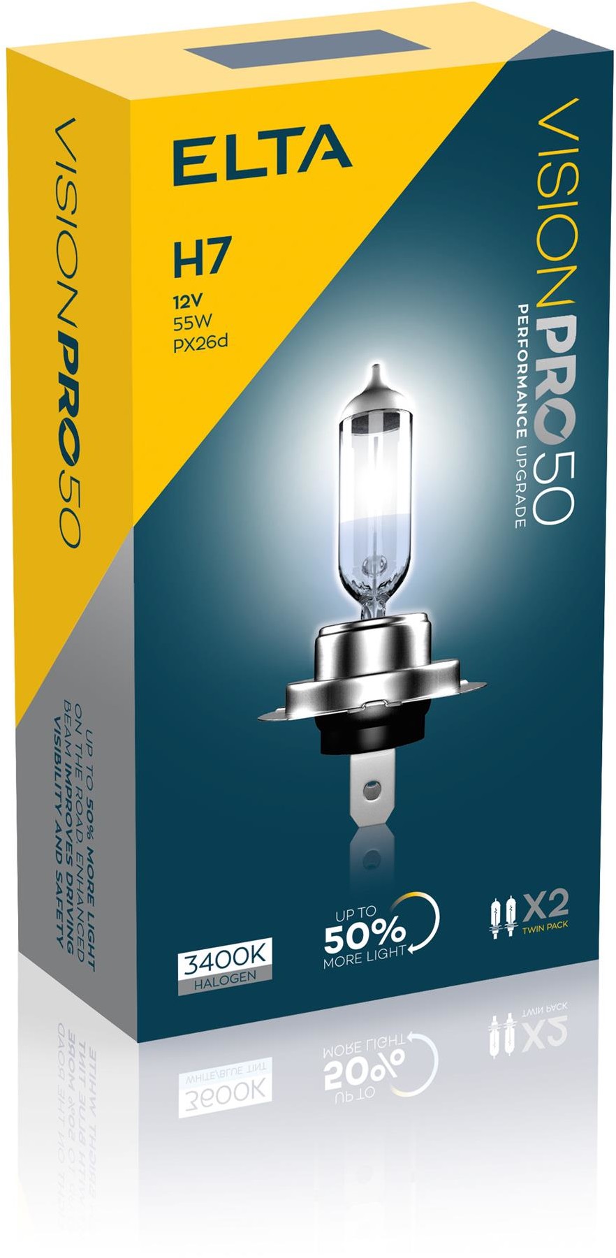 ELTA H7 12V 55W PX26d VISION PRO +50% (2 sztuki)