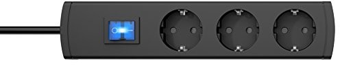 Kopp 232605019 unoversal Plus listwa z gniazdami wtykowymi, 3-rzędowa, IP20, 3600 W, czarna, przewód zasilający 3 m