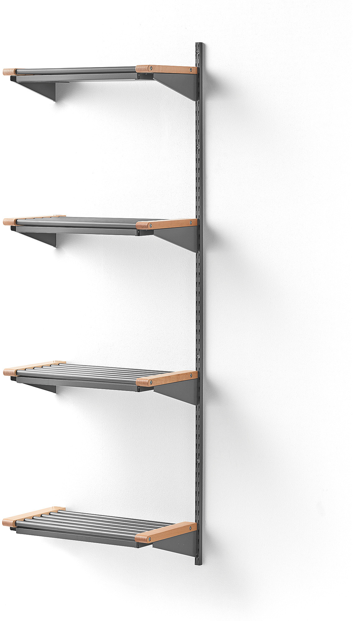 AJ Produkty Stojak na obuwie JEPPE, 4 półki, moduł dodatkowy, 1790x600x310 mm, aluminium/brzoza