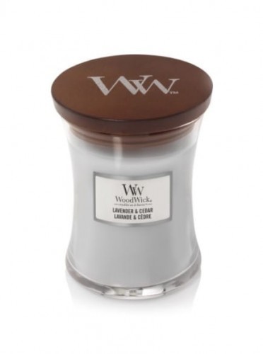 WoodWick Świeca średnia Lavender & Cedar 100h 275g