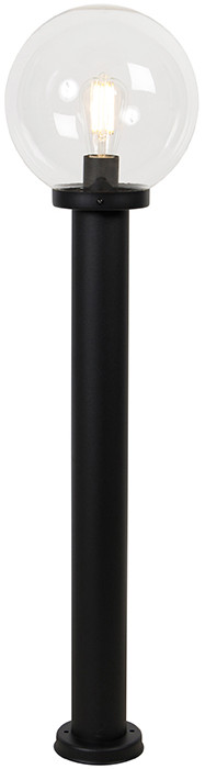 QAZQA Stojąca lampa zewnętrzna czarna z przezroczystą kulą 100 cm IP44 - Sfera