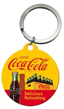 Nostalgic-Art 48012 Coca-Cola w Bottles Yellow, breloczek do kluczy, okrągła, 4 cm 48012
