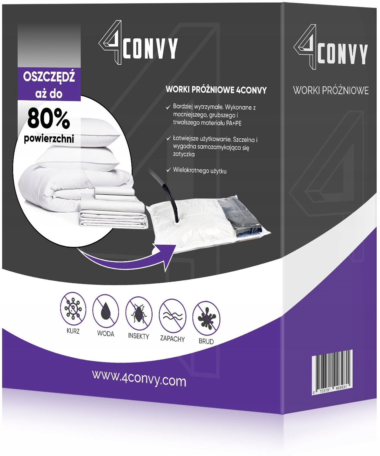 4CONVY worek próżniowy 60x80 do ubrań pościeli