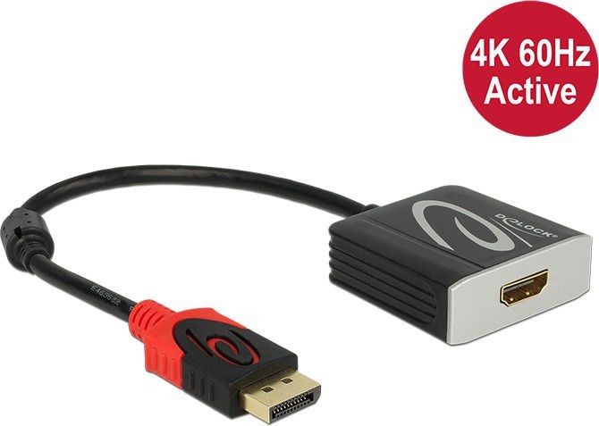 Delock Adapter AV DisplayPort HDMI Czarny 62734