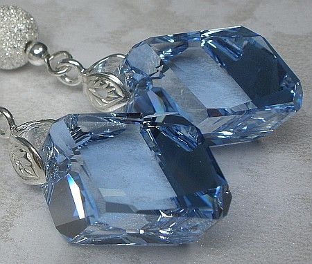 Swarovski kolczyki Sapphire SREBRO Certyfikat