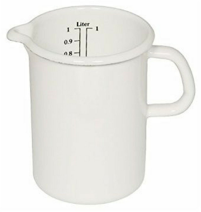 Riess Kubek emaliowany 0,5l biały z miarką Classic