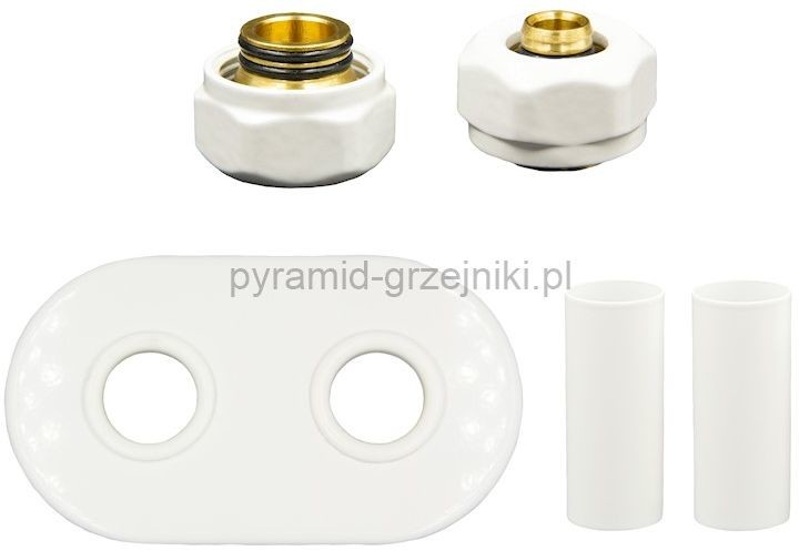 Vario Term Zestaw maskujący rozety + tuleje + złączki Cu/Pex x GW3/4 - białe instalacja alu-pex - PEX rozeta owalna ZMR2P16x3/406