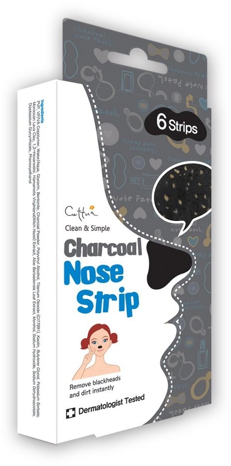 Cettua, Charcoal Nose Strip, paski na nos z aktywnym węglem, 6 szt.
