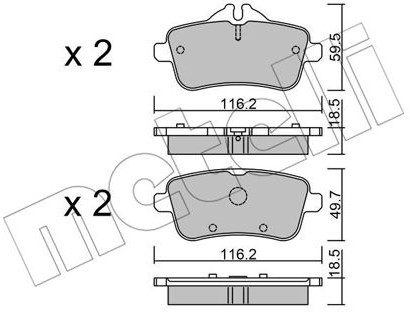 METELLI Zestaw klocków hamulcowych, hamulce tarczowe 22-0968-0