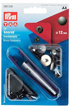 Prym 390339 guzik zatrzaskowy bez szycia, mosiądz 12 mm, oksydowany, metal