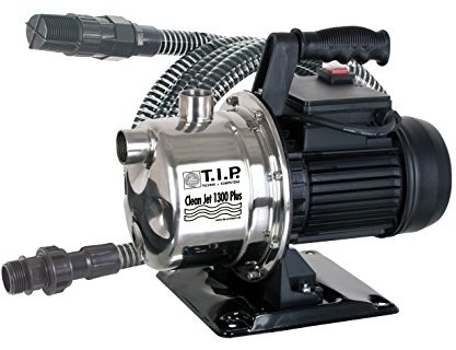 T.I.P. 30087 pompa ogrodowa stal nierdzewna Clean Jet 1300 Plus Kit z zestawem 4 m zasysania, do 4.400 L/H ilości przetłaczanej