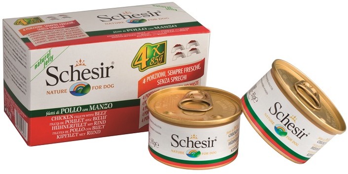 Schesir Dog Kurczak z wołowiną 48x85g