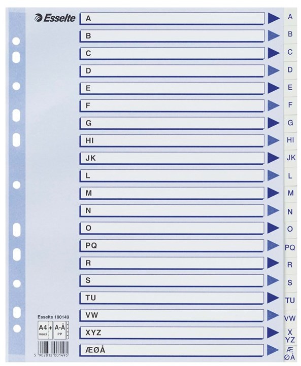 Esselte Indices PP A4 Maxi A- White 100149