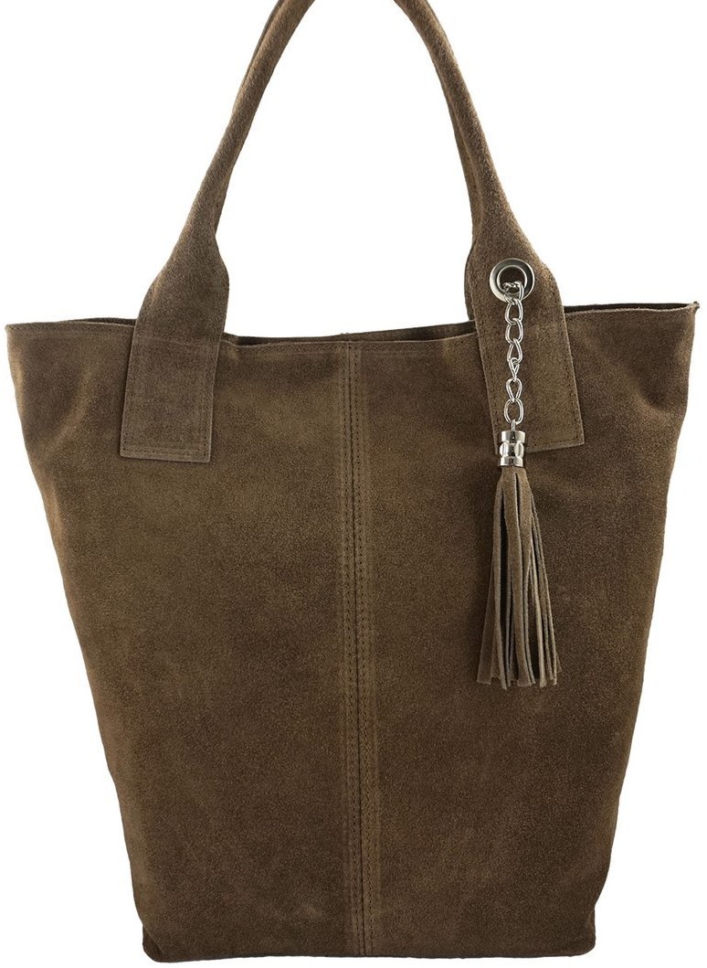 Barberini's Shopper bag - torebka damska zamszowa - Beżowa ciemna 375/8-9