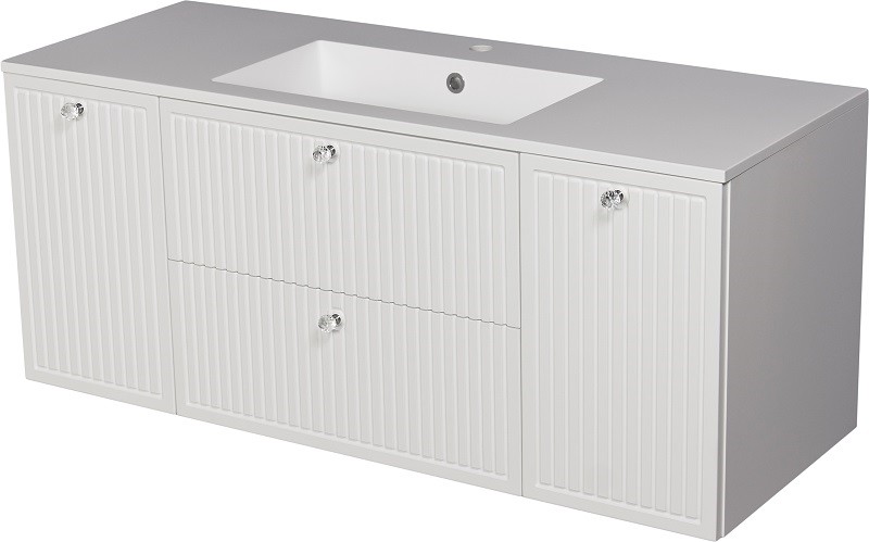Gante Szafka łazienkowa wisząca z umywalką biały mat 120 cm Argento ARG-B-U121/46/2+ARGO-120C