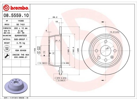 BREMBO Tarcza hamulcowa 08.5559.10