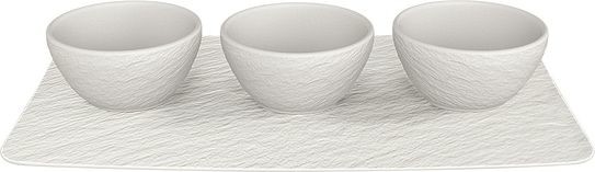 Villeroy & Boch Miseczki na sosy i dipy Manufacture Rock Blanc z tacą 4 el. 10-4240-9023