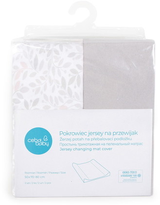 Ceba Baby Pokrowiec na przewijak 50x70-80 2szt Light grey+Twigs